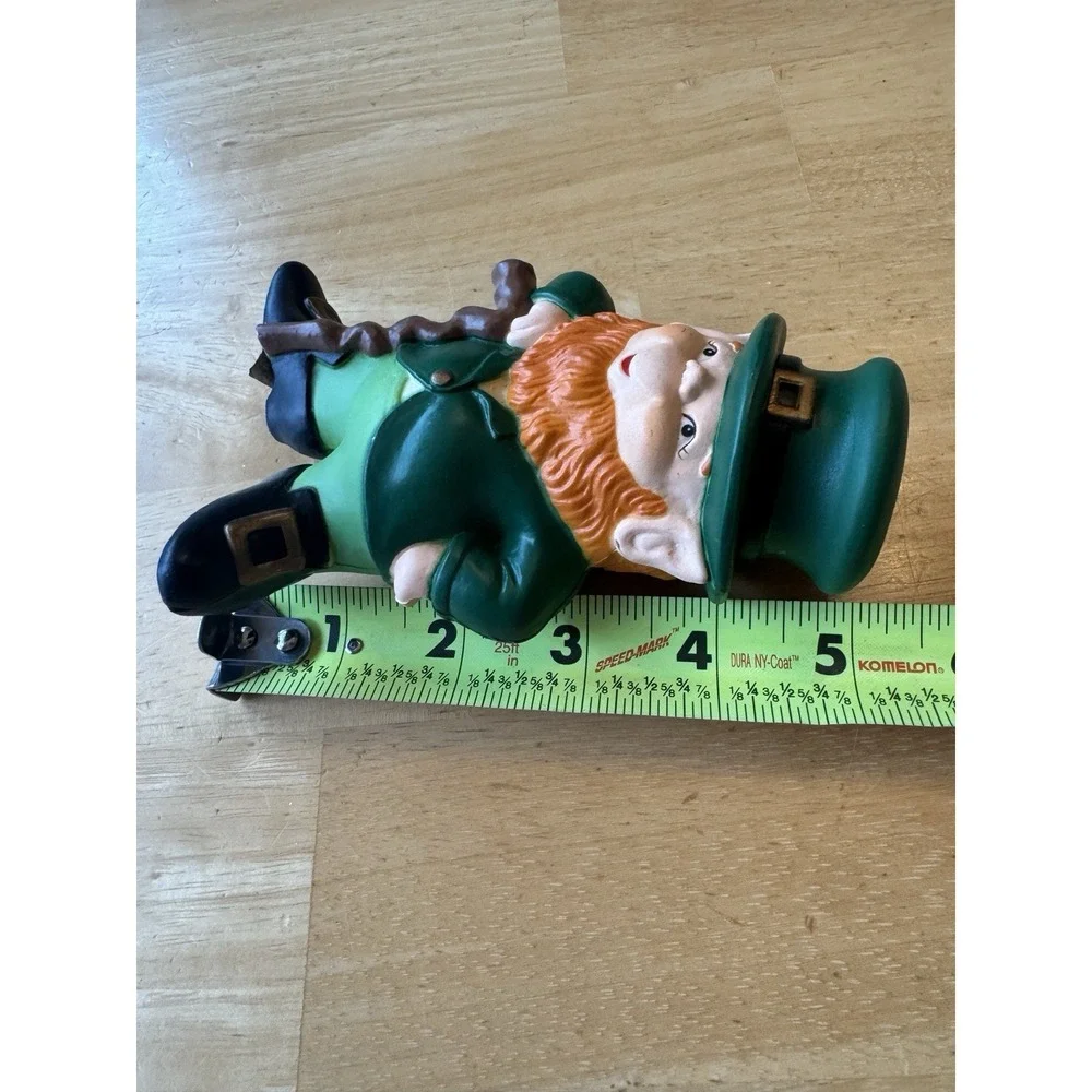 Vintage Enesco Leprechaun Piggy Bank Plastic Irish St. Patrick's 1985 Green
